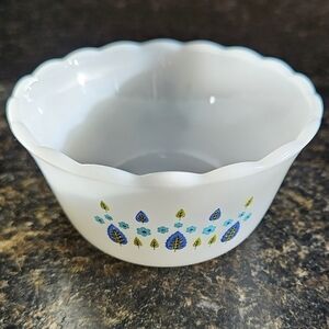 Vintage Fire King Milk Glass Swiss Chalet Ramekin​​​​​​